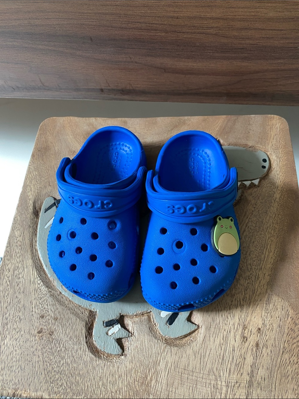 CROCS toddler Royal Blue Clog Sandals with Frog Jibbitz